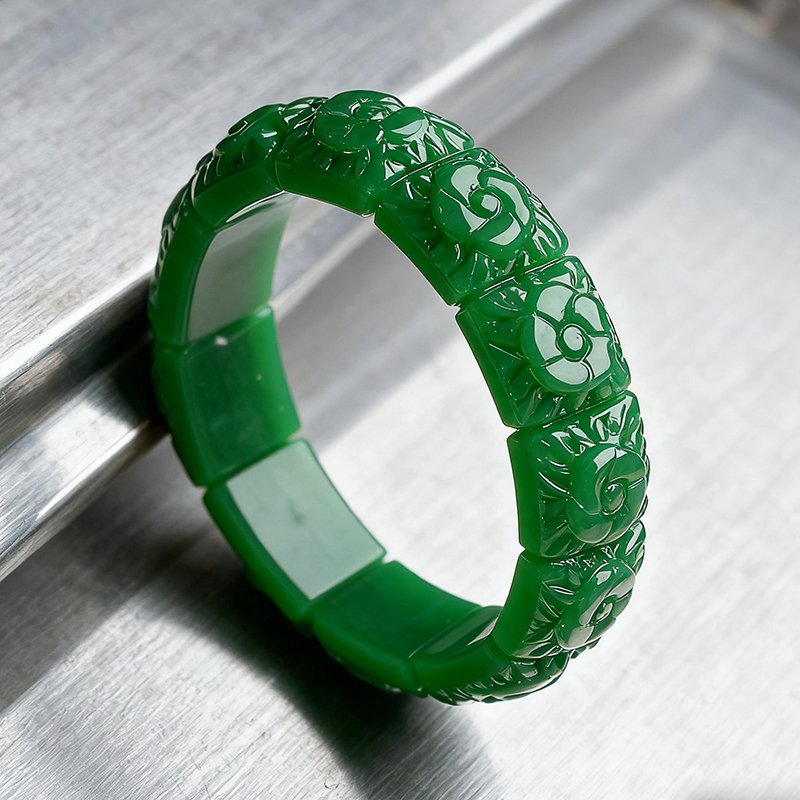 Wedding Yes - Real Jade Flower Bracelet Bangle Designer