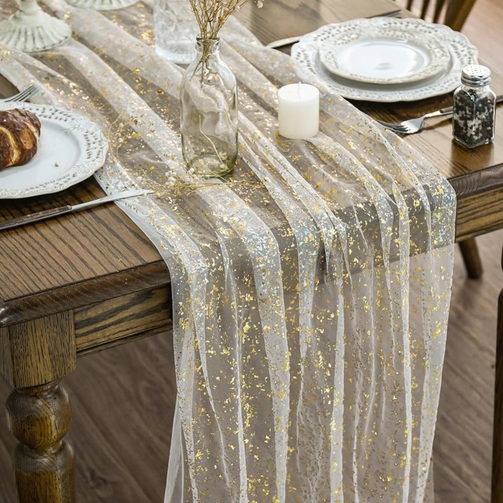 Golden Sequin Glitter Hot Stam - Table Runner Sequin recension och pris