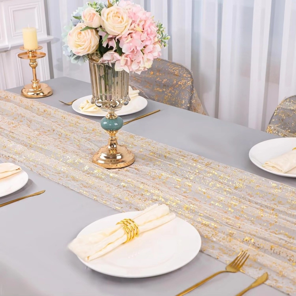 Golden Sequin Glitter Hot Stam - Table Runner Sequin recension och pris