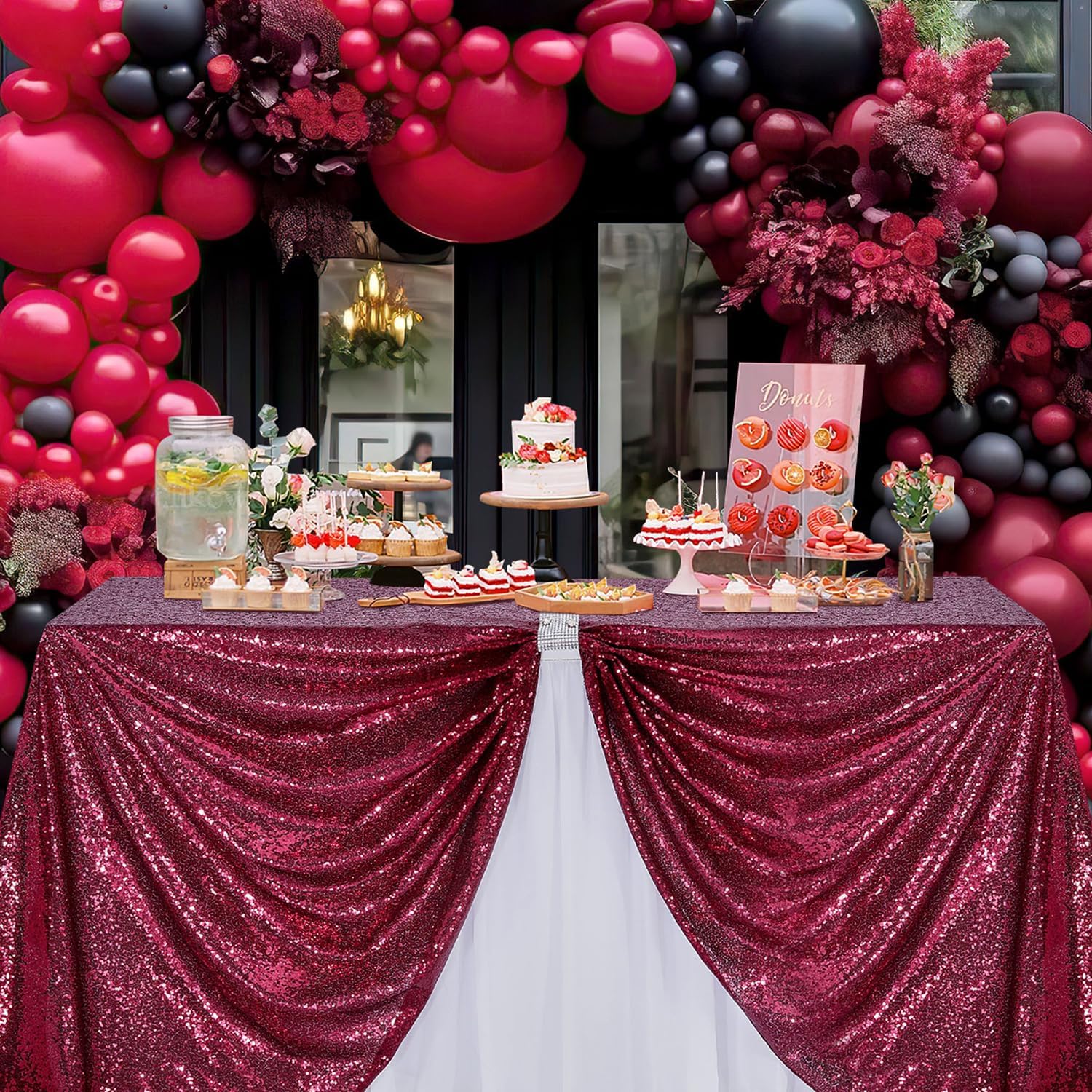 Burgundy Sequin Tablecloth Gli - Table Runner Sequin recension och pris