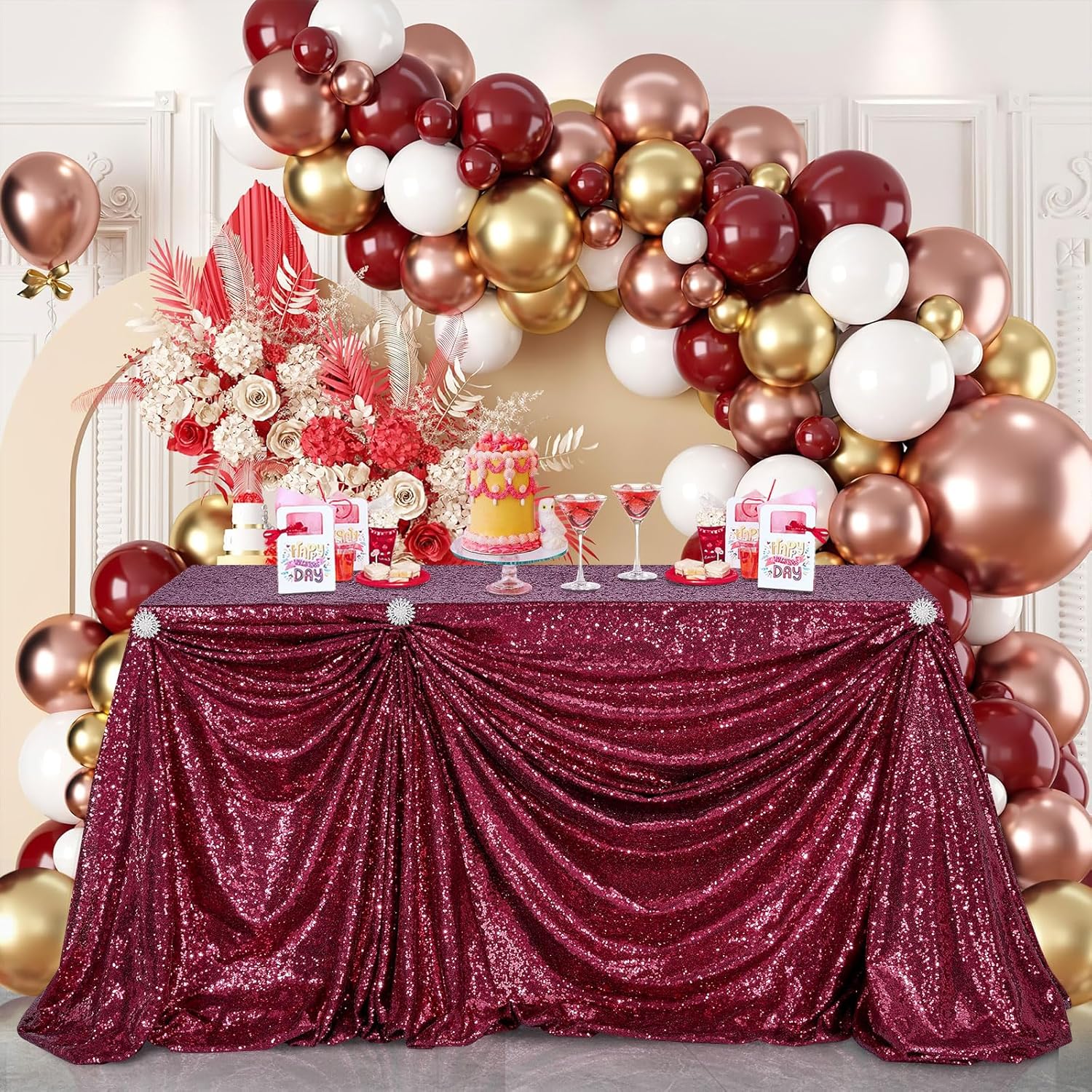 Burgundy Sequin Tablecloth Gli - Table Runner Sequin recension och pris