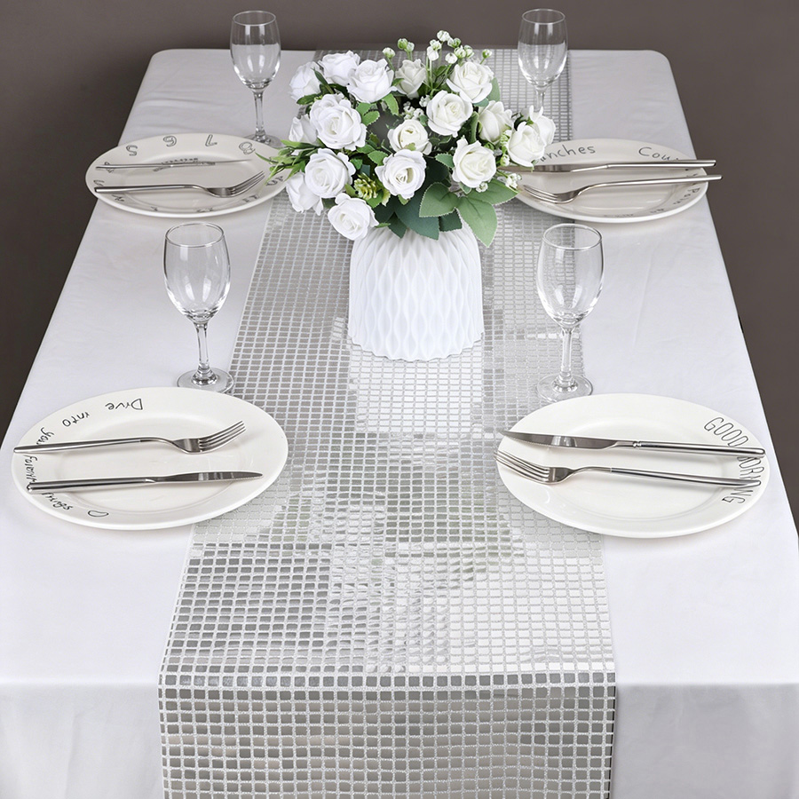 Mirror Silver Sequin Table Run - Table Runner Sequin recension och pris