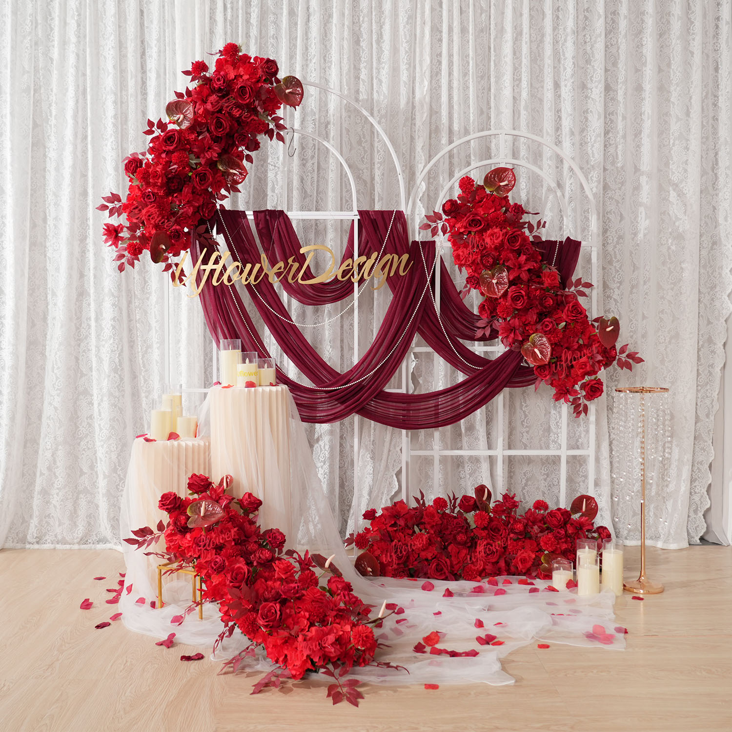 Uflower Red Flower Row Wedding - Wedding Arch Flower recension och pris