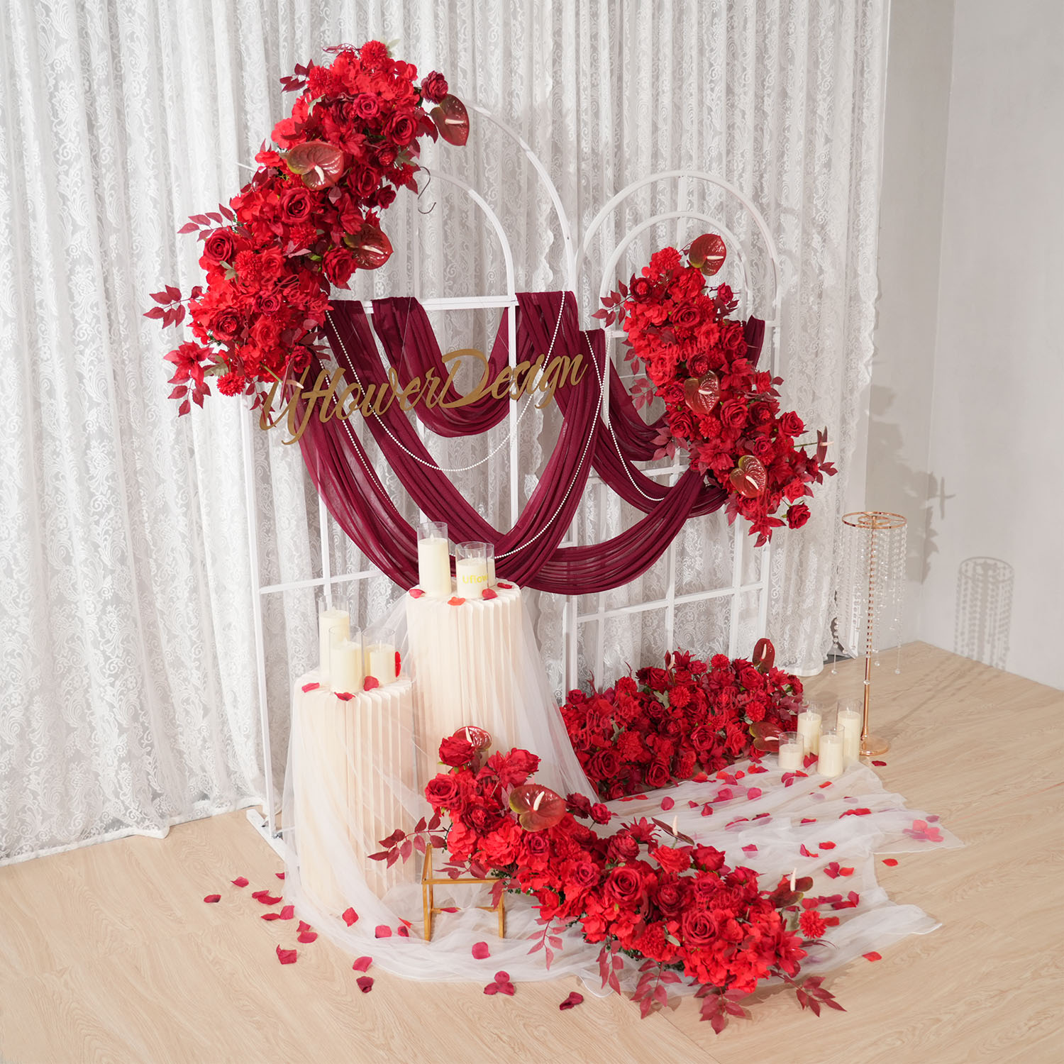 Uflower Red Flower Row Wedding - Wedding Arch Flower recension och pris