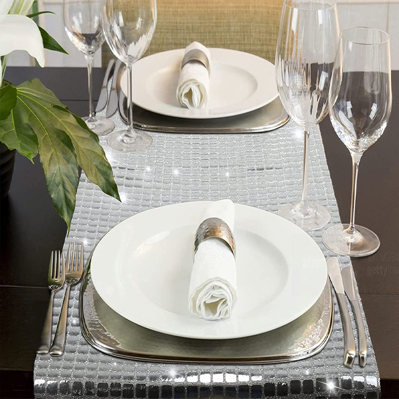 Shiny Mirror Gold/Silver Foil  - Table Runner Sequin recension och pris